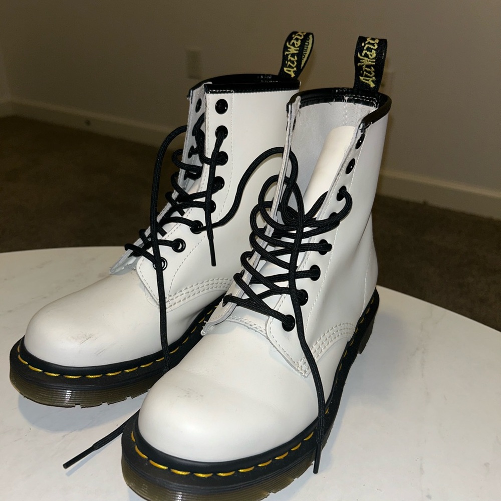 Dr. Martens White Boots with Black Laces